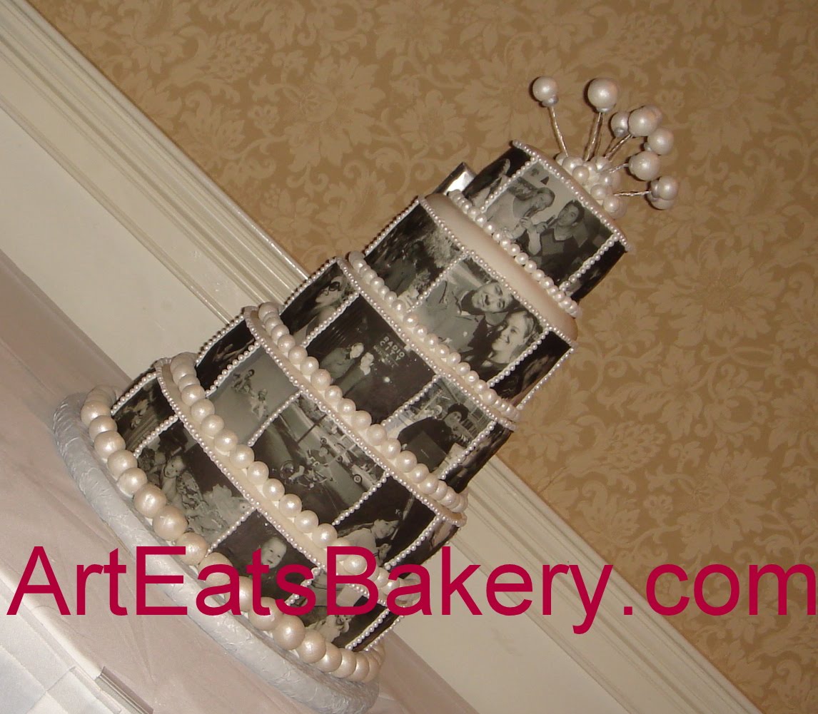 and pearls wedding cake