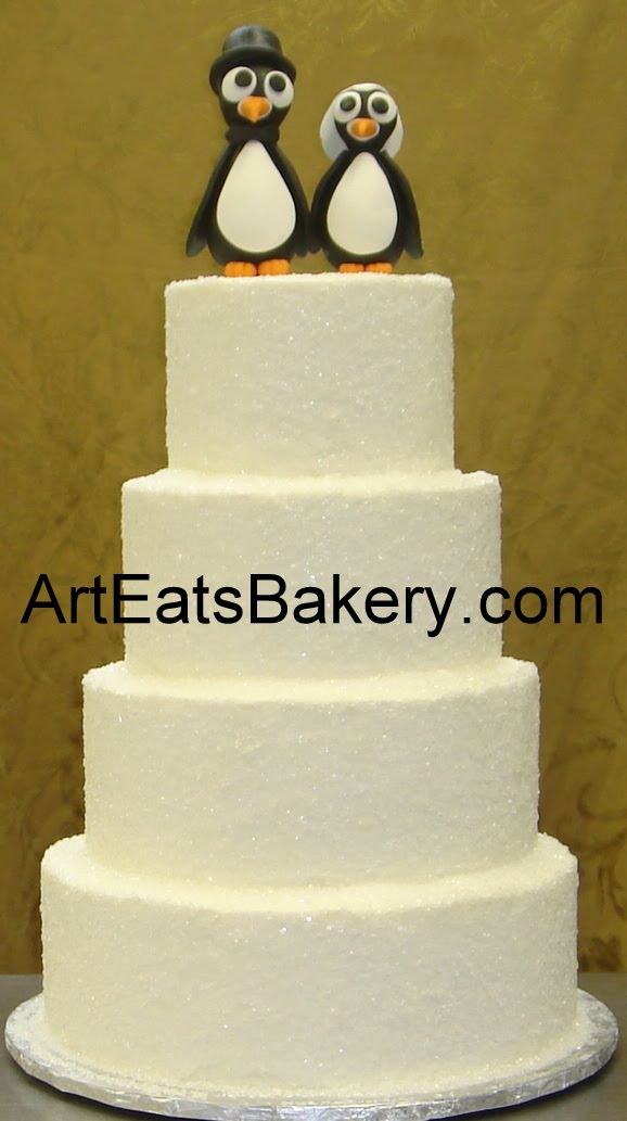 Custom four tier butter cream and sugar crystals winter wedding cake with 