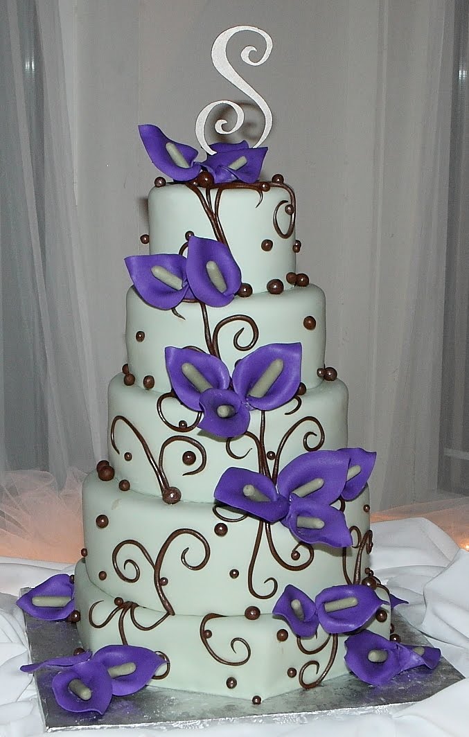 purple and green wedding cake